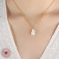 Gold Tone Shell Rabbit Pendant Necklace Chain 40 Plus 5cm view 3
