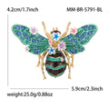 Gold Tone Enamel Bee Brooch Crystal Wing Flower Pin view 7