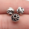 8.7x8.7x7.4mm 1.3g Antique Silver Zinc Alloy Double Sided Spiral Texture Spacer Beads for Bracelet Making