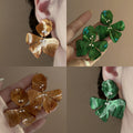 Layered Resin Flower Petal Stud Earrings in Four Colors view 1