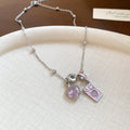 Silver Pink Heart Charm Necklace Envelope Charm Beaded Chain view 6