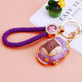 Jeweled Rounded Beetle Car Keychains in Four Colors and Loop Styles view 1
