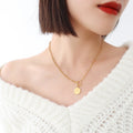 Gold OT Toggle Clasp Beloved Round Disc Chain Necklace view 3