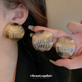 Metallic Domed Round Statement Stud Earrings in Four Finishes view 2