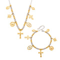 Shell Badge and Cross Necklace and Bracelet in Mixed Colors view 5