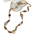 Gold Brown Ceramic Crystal Bead Butterfly Flower Necklace view 5