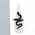 Matte Black Coiled Snake Adjustable Open Ring with Textured Surface view 3