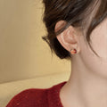 Red Pomegranate Gold Tone Fruit Motif Stud Earrings view 4