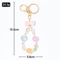 Iridescent Bow Crystal Bead Loop Keychain Gold Clasp Pastel view 4
