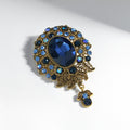 Blue Gold Tone Flower Crystal Two Designs Metal Brooch Pin view 4