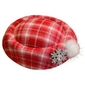 Red Plaid Mini Hat Hair Clips With Snowflake And Pom Pom view 5