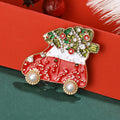 Red Enamel Christmas Car Tree Brooch Pin With Pearls view 4