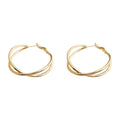 Twisted Double Band Large Hoop Earrings Silver and Gold view 5