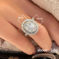 Oval Double Halo Clear Stone Ring Pave Band Sizes 6-10 view 5
