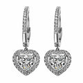 Silver Heart Halo Leverback Clear Drop Earrings Pair view 4