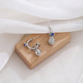 Silver Blue Stud and Clear Look Ball Hoop Earrings view 3