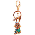 Rhinestone Rabbit Metal Keychain With Split Ring And Lobster Clasp view 5