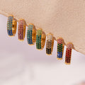 Three Row Crystal Hoop Earrings in Seven Colors and Three Sizes view 3