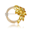 Circular Wheat Brooch in Yellow Gold or Deep Navy Crystals view 5