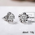 Silver Flower Petal Clear CZ Stud Earrings Mini Floral view 5