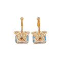 Gold Tone Square Crystal Bow Drop Earrings Metal Tone Jewelry view 5