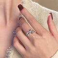Silver Open Chain Ring Bow Clear Zircon Center Accent view 1