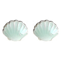 Silver Mint Green Enamel Shell Stud Earrings Scallop view 5