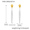 Long Polished Teardrop Drop Earrings Gold Silver Two-Tone view 8