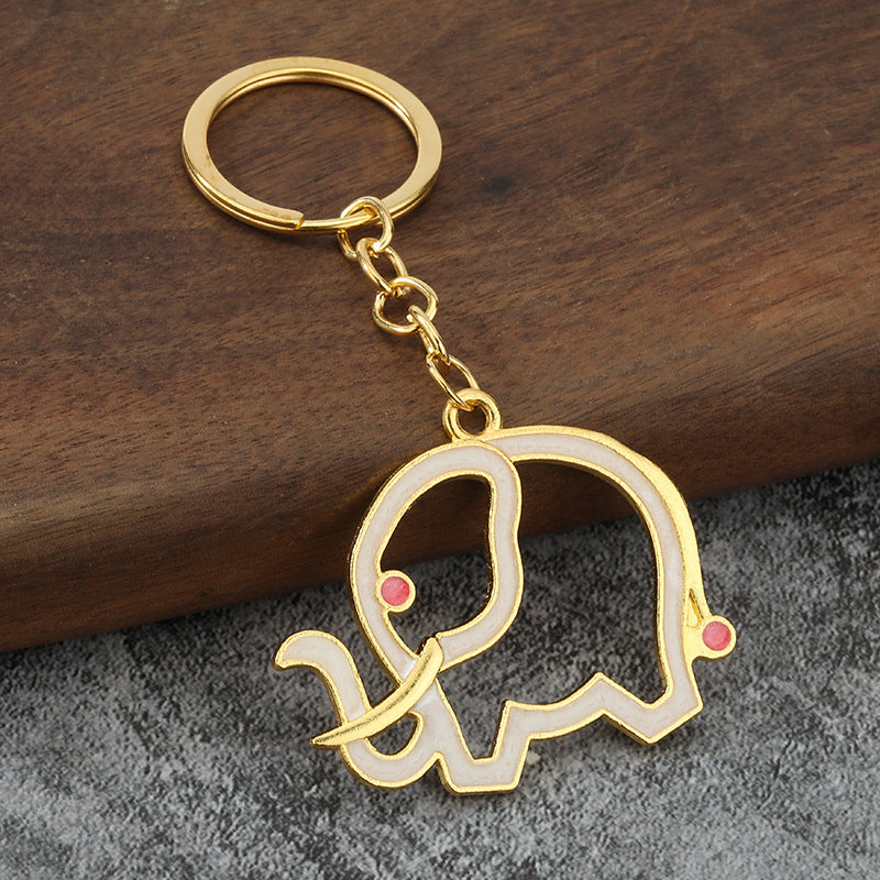 Elephant Enamel Keychain Metal Pendant for Simple Bag Charm
