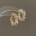 Crystal Star Hoop Stud Earrings in Gold and Silver Tones view 6