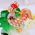 Jeweled Rooster and Hen Keychains with Bare Braided Wrist Loops view 2