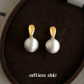 Gold And Silver Tone Brushed Round Disc Drop Stud Earrings view 4