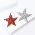Pave Crystal Five Point Star Brooch in Clear or Red view 2