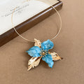 Gold Tone Enamel Flower Wire Chokers And Stud Earrings view 11