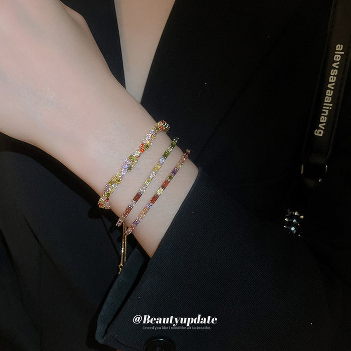 Six Mixed Color Crystal Cuffs And Plain Bar Chain Bracelet Designs