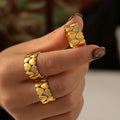 Heart Band Rings Rhinestone Accent Gold Silver Stainless view 3