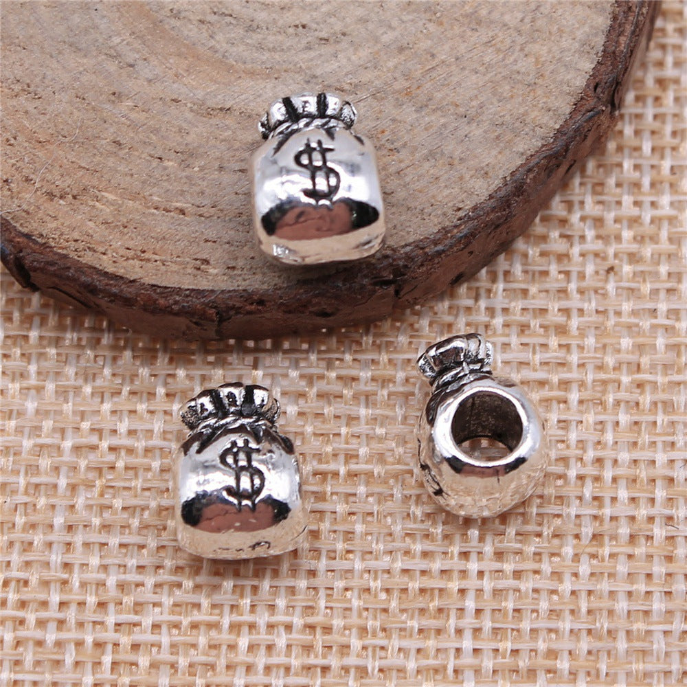 12x9x8mm 2.5g Gold Tone Zinc Alloy Money Bag Wallet Large Hole Beads for Bracelet Necklace Making