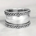 Hammered Rope-Edge Wide Band Rings In Three Metal Tones view 8