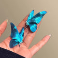 Blue Enamel Butterfly Crystal Stud Drop Earrings Jewelry view 4