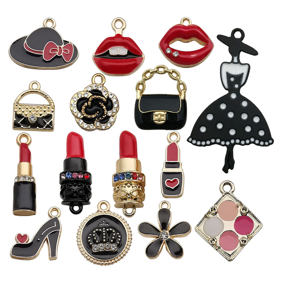 Rhinestone Enamel Zinc Alloy Fashion Theme Charm Pendant for DIY Bracelet Necklace