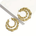 Textured Double Hoop Earrings in Silver and Gold Tones view 2