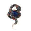 Coiled Snake Brooch Teardrop Rhinestone Vintage Serpent Pin view 5