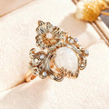 Champagne Gold Floral Opal Teardrop Center Statement Ring view 3