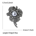 Antique Leaf Pearl Brooch in Detailed Metal for Jackets and Scarves view 6