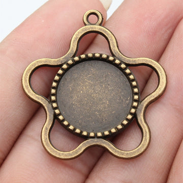 Antique Bronze Flower Round Cabochon Setting Jewelry Making Component
