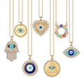 Gold Evil Eye Pendant Necklaces Rhinestone Styles 6 Designs view 5