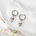 Silver Huggie Hoops Geometric Dried Flower Charms 10 Styles view 7