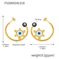 Evil Eye Sun C-Hoop Earrings Enamel Gold Steel Pair view 7