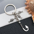 Antique Silver Angler Fish and Hook Charm Keychain view 4