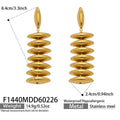 Stacked Polished Disc Drop Earrings in Gold and Silver Tone view 6